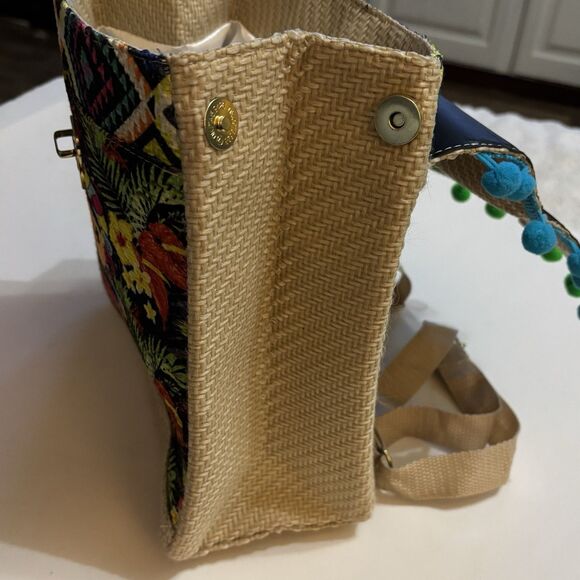 Mexican Maria Doll Backpack Straw Woven Bag Side Snaps Adjustable Straps - Picture 3 of 13